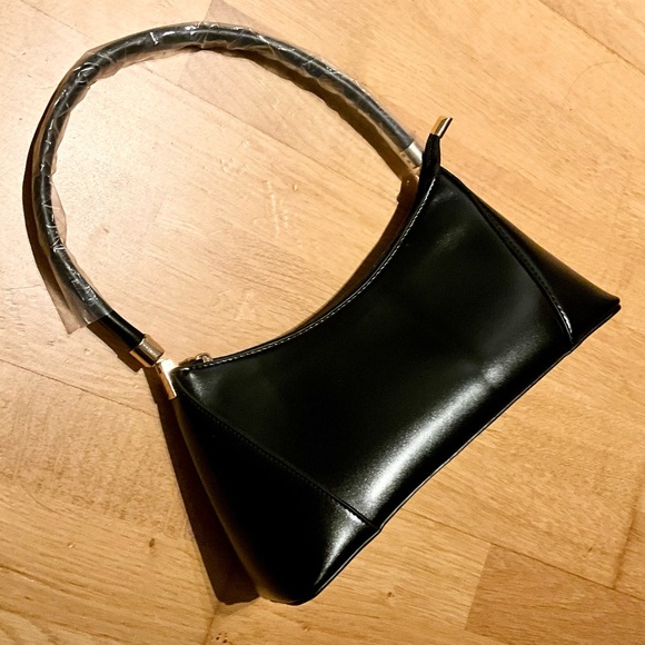 [SOLD]NEW Black Vegan Leather Baguette Shoulder Bag Clutch - Picture 6 of 8